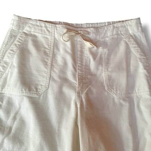 J Crew Womens Camp Pant Sz Large Tall LT Ivory Corduroy Tie Waist Garment Dyed - Picture 3 of 7